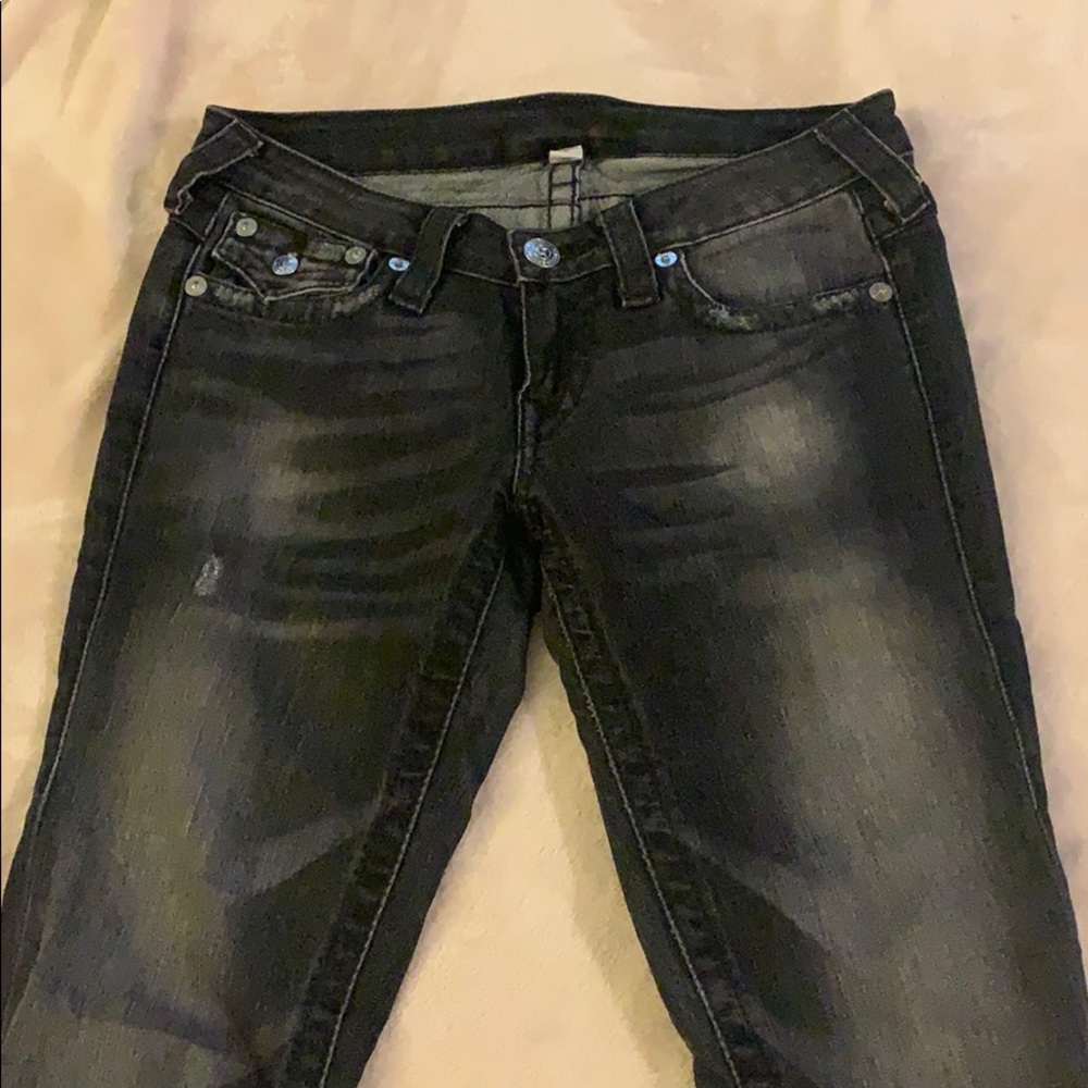 Dark grey light wash true religion denim size 27 - Picture 2 of 4